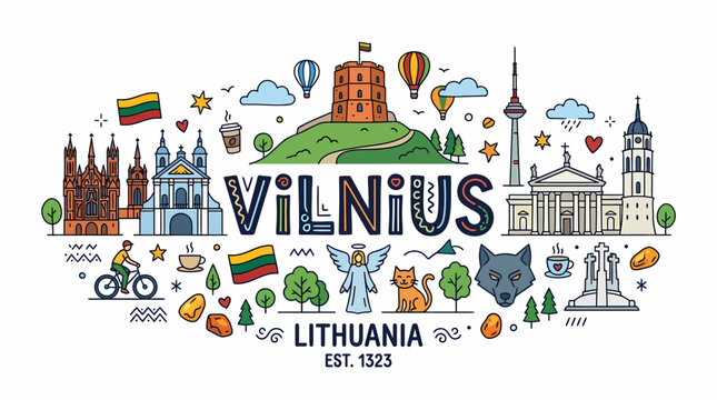 Vilnius, Lithuania Travel Collage - Landmarks, Culture, Icons