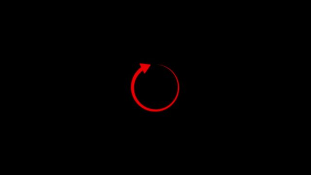Refresh button icon animation, circle arrow icon set, reload, rotation on background.circle loading bar on black background.refresh icon with black background,Arrow icon with Refresh on background.4k