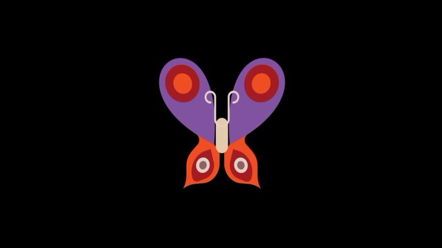 Butterfly wings flapping colorful animation 