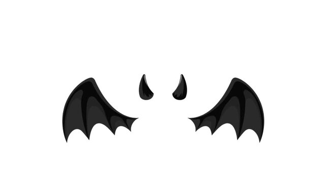 Devil wings demon horns black evil wing 3d animation