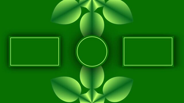 Green leaf nature motion background end screen with video frames and profile circle for eco friendly content creators and vloggers