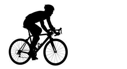 Obraz premium Silhouette of a cyclist on a road bike, racing on a white background