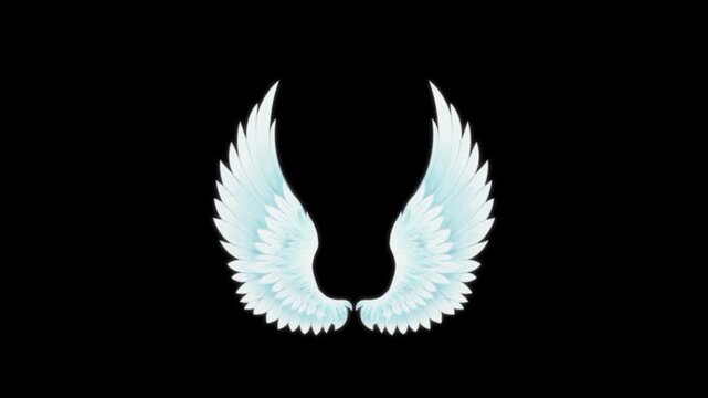 White angel wings on black background