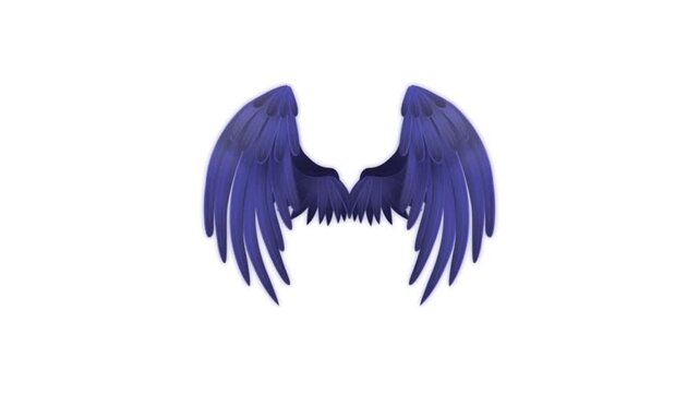 Black angel wings isolated on white animation 