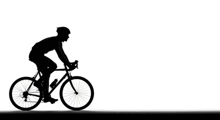 Naklejka premium Silhouette of a cyclist in motion against a white background