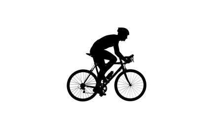 Obraz premium Silhouette of a Cyclist in Motion on a White Background
