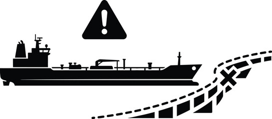 Geopolitical crisis vector of oil ship stopped at Hormuz strait © MdAriful