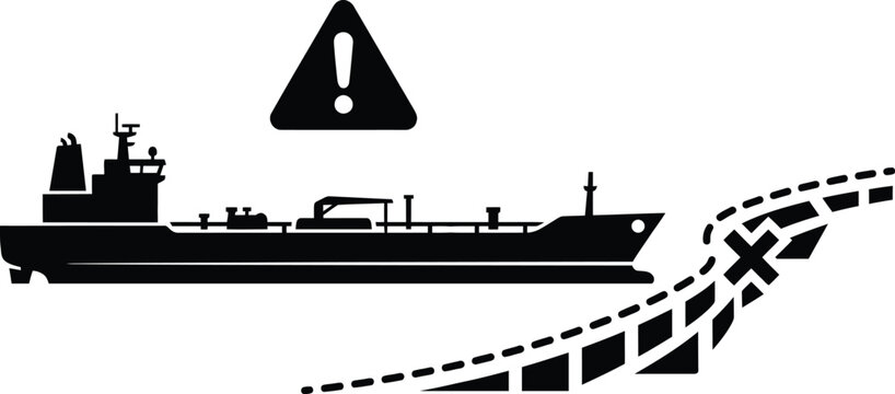 Geopolitical crisis vector of oil ship stopped at Hormuz strait