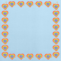 Obraz premium Rainbow heart frame background, LGBTQ community
