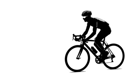 Obraz premium Silhouette of a cyclist on a road bike, racing, isolated on white background