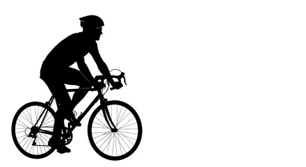 Naklejka premium Silhouette of a cyclist on a road bike, wearing a helmet, in motion