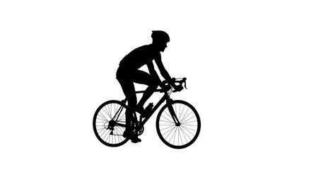 Obraz premium Silhouette of a Cyclist Riding a Bicycle on a White Background