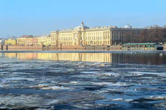 Academy of Fine Arts at the University embankment of the Neva river in Saint Petersburg, Russia