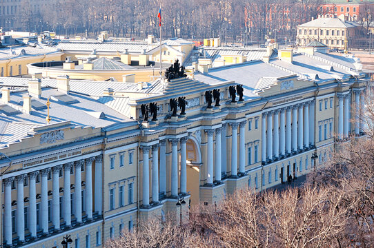 Building of Russian Constitutional Court and President library - former buildings of Senate and Synod in St. Petersburg Russia, birds eye view