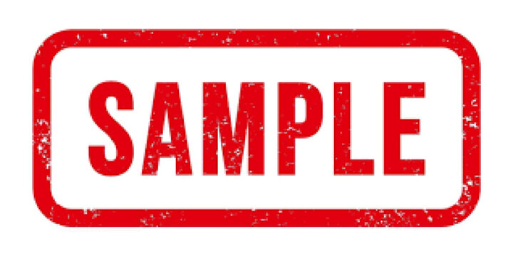 Vintage red sample stamp on white background for branding and product mockups