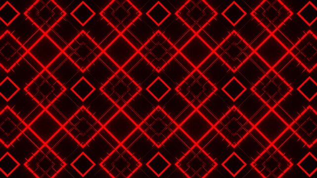 Red Square Frames Neon Geometric LED Pattern Background VJ Loop in 4K