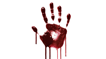 Bloody handprint with dripping blood, isolated on transparent background © Claudia