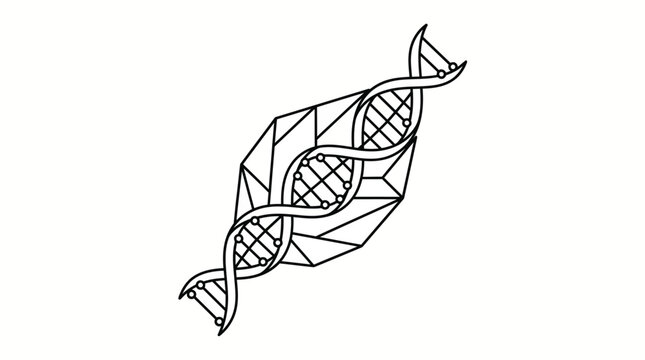 Genetic Engineering Concept DNA Helix Wrapped Around Geometric Leaf