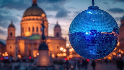 Obraz premium A detailed image of a blue disco ball in Vienna.