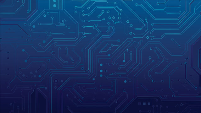 Abstract circuit board pattern with a gradient blue background