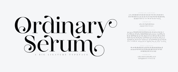 Elegant font, vintage type or luxury premium typeface, vector English royal alphabet. Classic typography in modern or old art deco style, serif letters for modern or retro poster font   © Pixeliza