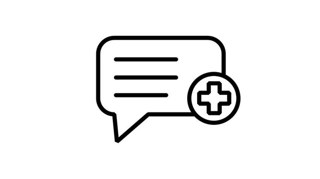 Medical Consultation Bubble Icon Motion. Animated speech bubble with a medical cross representing online consultation and professional healthcare communication services.