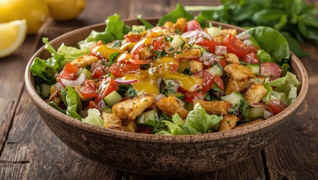Bowl of Fattoush - Classic Levantine salad