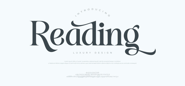 Reading Luxury alphabet letters font. Typography minimalist urban sana serif digital fashion future creative logos fonts. vector illustration
