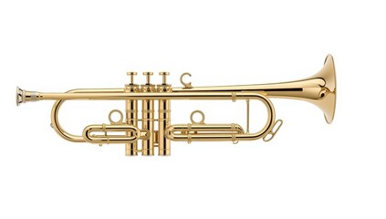 Obraz premium Brass trumpet on white background, polished and alone.