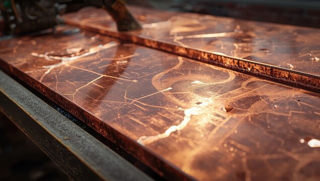 Detailed view of copper cathodes.