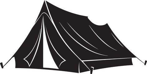 Fototapeta premium Black Tent Illustration with White Lines on Plain Background