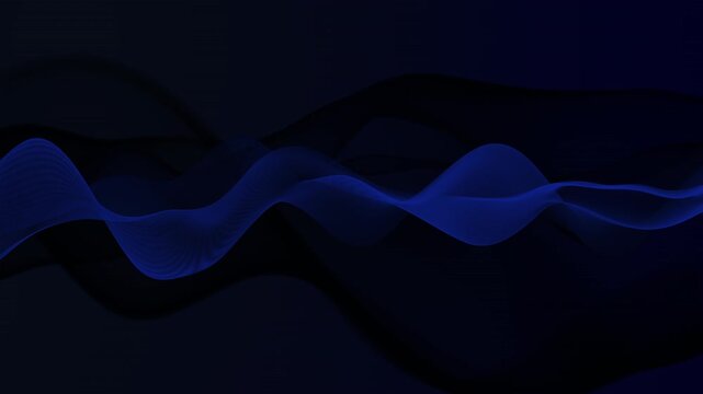 Abstract blue flowing wave with smooth dynamic motion digital energy line background futuristic technology gradient fluid curve structure with depth and seamless loop animation 4K resolution