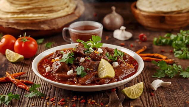 beef birria from Mexico with components