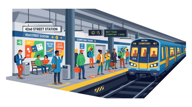 People waiting for train at 42nd street station.