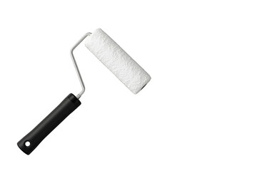 Obraz premium Paint roller tool with white fluffy surface, preparing for home renovation and diy projects on transparent background