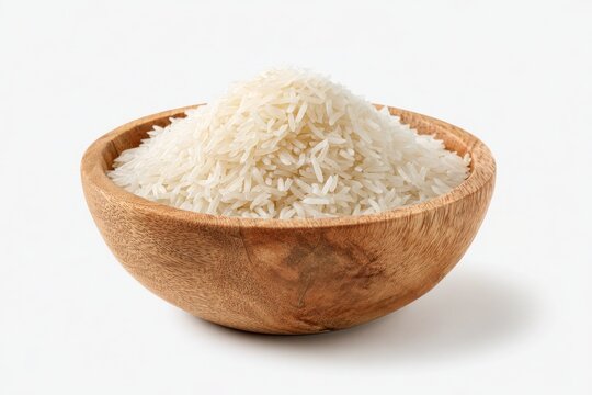 Elegant Wooden Bowl of Basmati Rice
