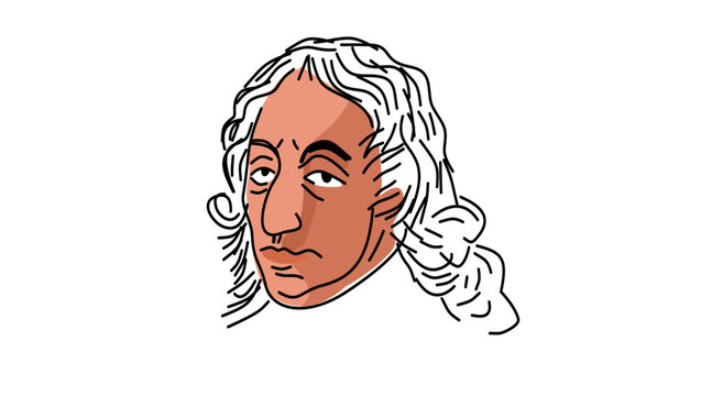Blaise Pascal portrait, flat vector illustration