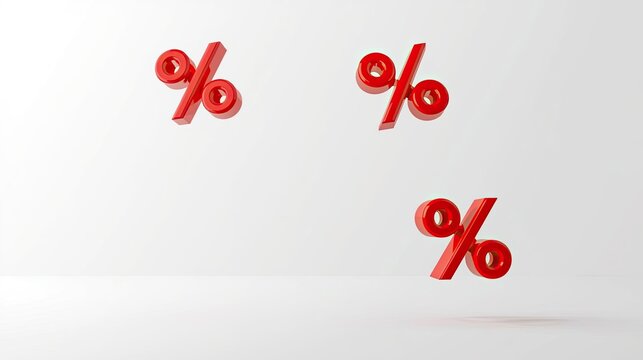 Offer Limited Coupon Code Bold Red Percentage Symbols Floating on a Clean White Background for Discount Promotions