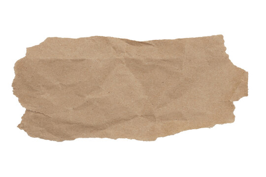 Crumpled brown butcher paper banner isolated on white