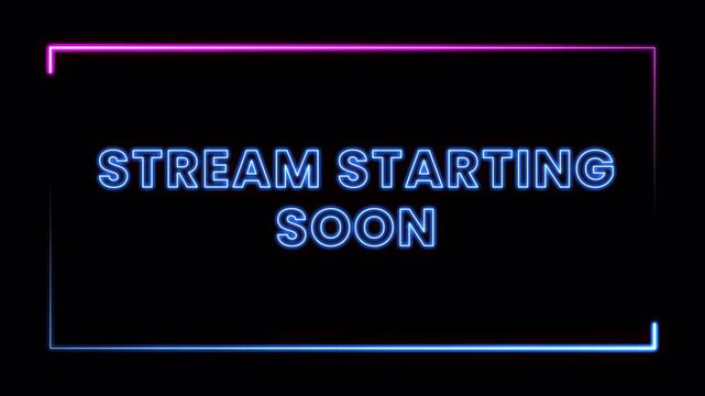 stream starting soon overlay, gaming broadcast screen, neon live frame, streaming intro background, twitch style animation