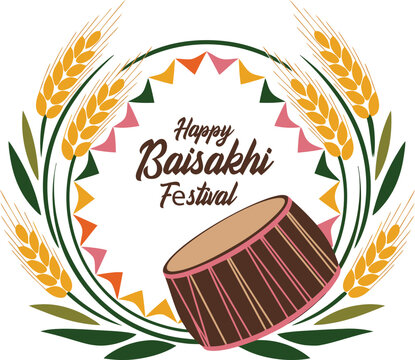 Happy Baisakhi Bengali New Year Celebration Vector Design