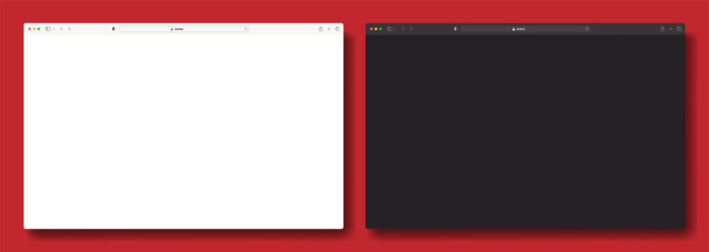 Realistic Light and Dark Mode Browser Window Mockup on Red Background
