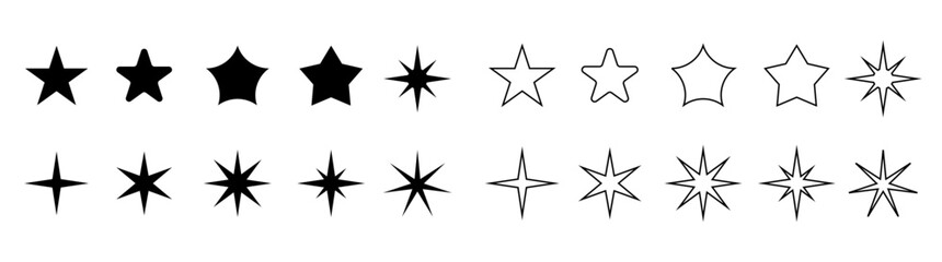 Obraz premium Stars collection. Star vector icons. Golden and Black set of Stars, isolated on transparent background. Star icon. Stars in modern simple flat style. Vector