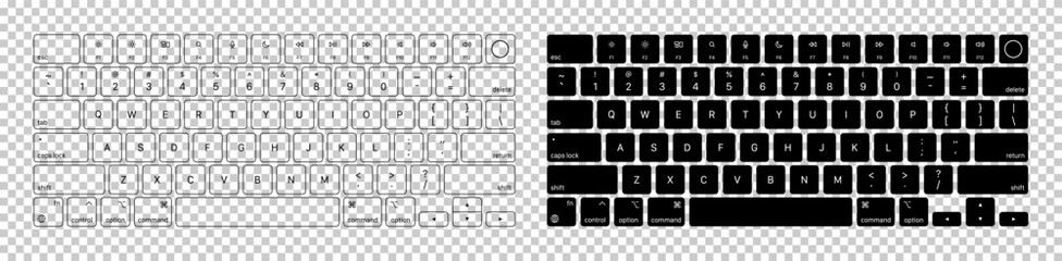White and black color laptop computer keyboard on transparent background. Vector illustration © Vitya_M