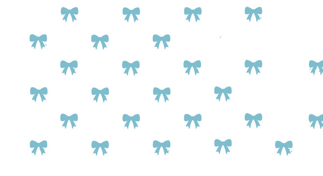 Seamless pattern of cute light blue bows on a white background