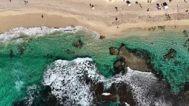 Aerial birdseye views Yallingup Beach Coastal Video Australia 4K Turquoise Ocean