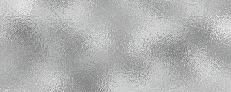 Silver foil texture background with light reflection. Vector realistic illustration of chrome metal surface with glitter gradient effect, abstract shiny texture, translucent glass, platinum wallpaper