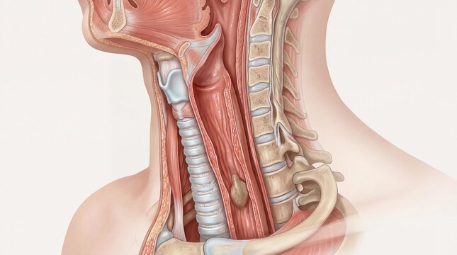 Human esophagus cross section with food bolus 3D render