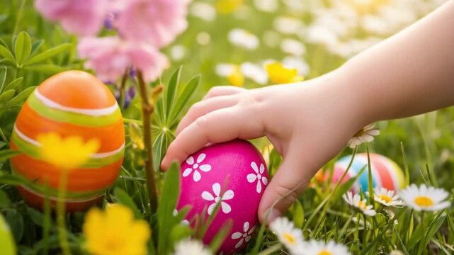 easter eggs in the grass