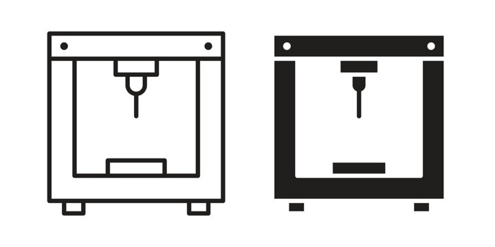 3D printer icon design vector. Flat and line vector Icon Design